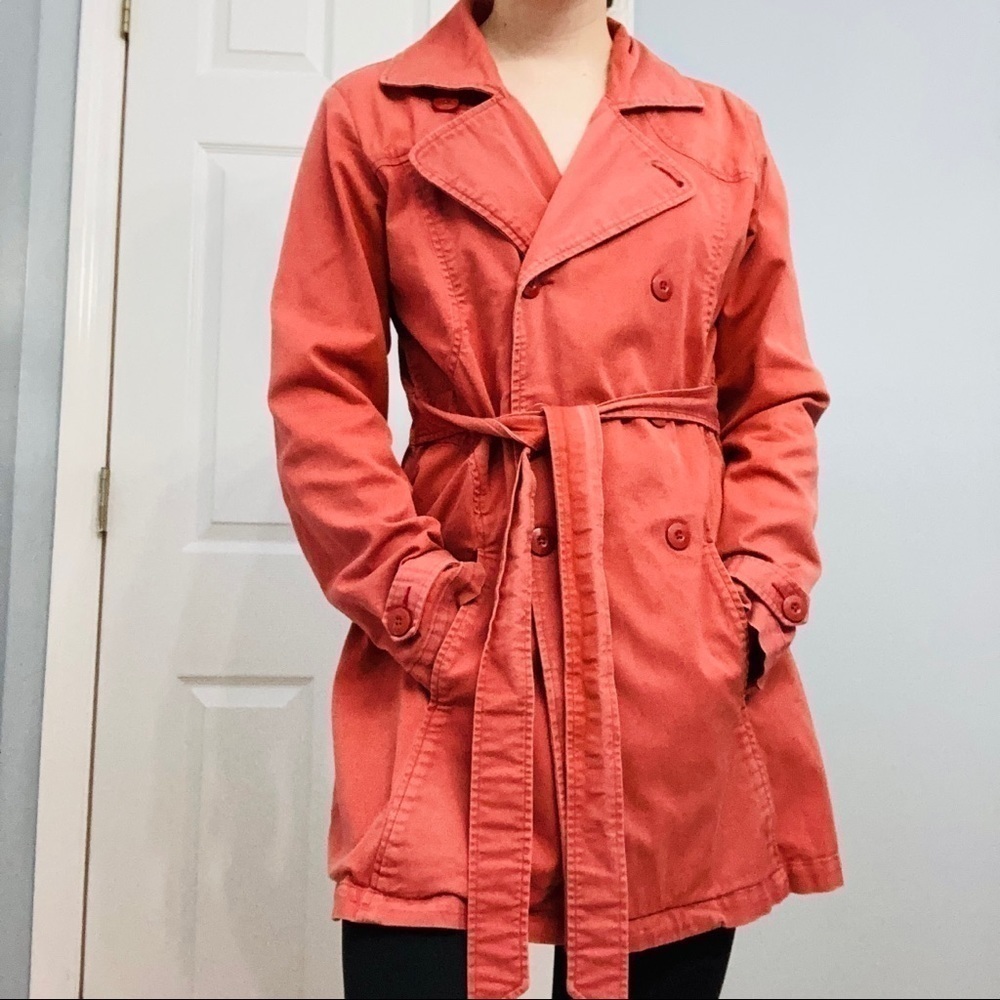 Patagonia Trench Coat Minimalist Pink Long Button Up Preppy Academia Small